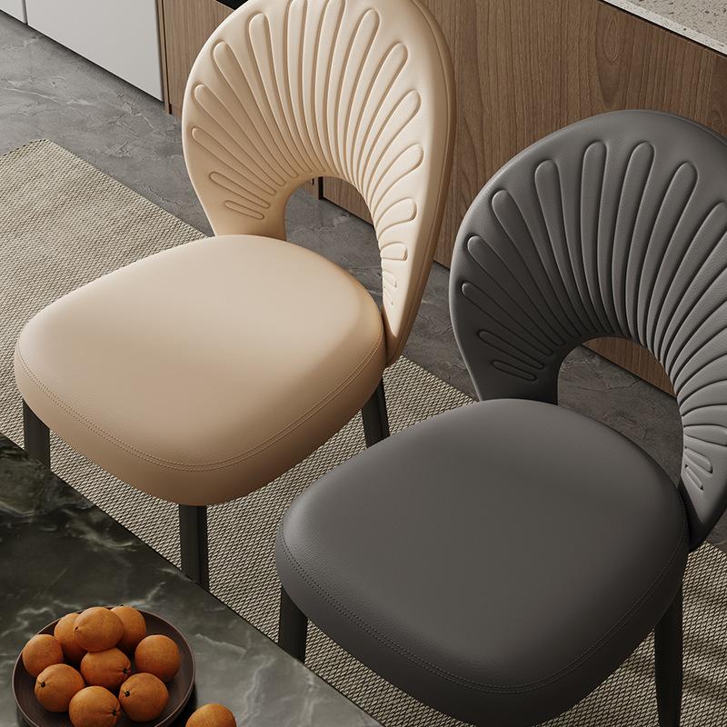 Modern Leather Dining Chair Restaurant Soft Backrest Stool INS Cream Style Makeup Chair Ergonomic Design Household Furniture