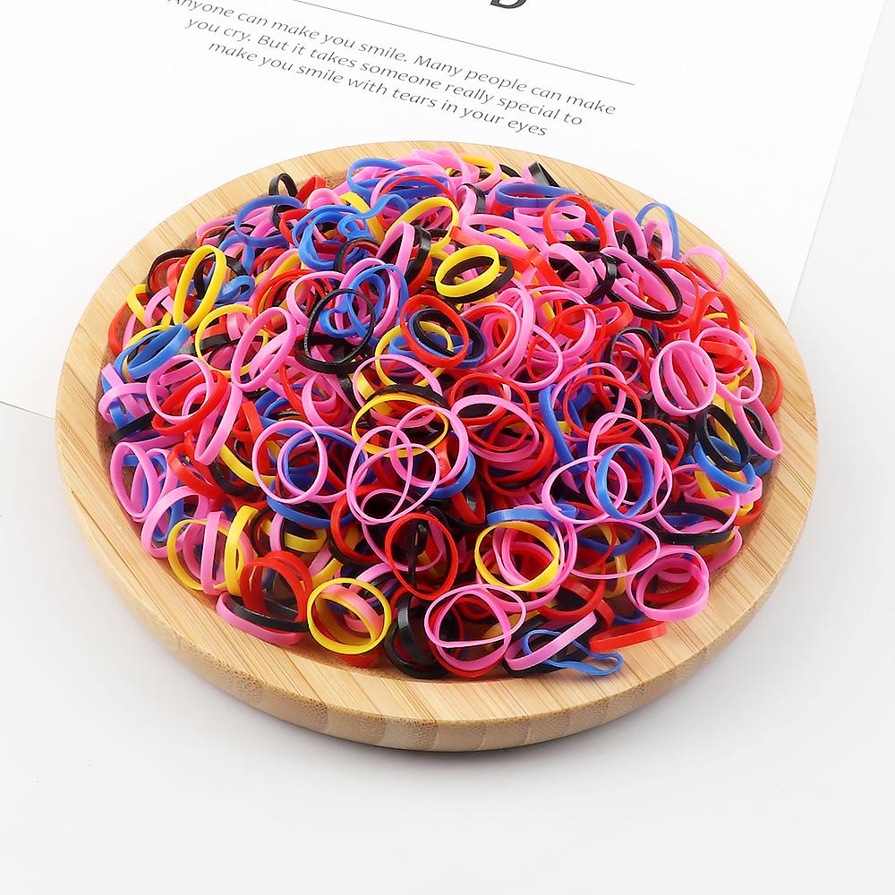 500pcs/bag Girls Small Disposable Rubber Bands Colourful Elastic Hair Ties Headband for Kids Baby Holder Gifts Hair Accessories