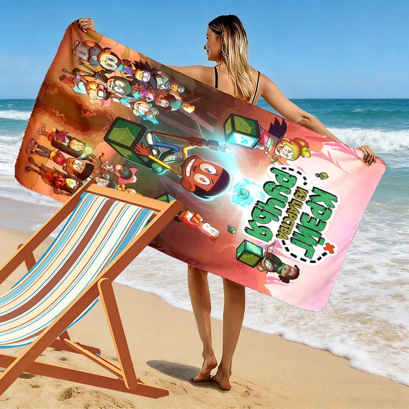 Creek Tales Print Beach Towel, Large Soft Quick Dry Towel for Beach Camping Swimming