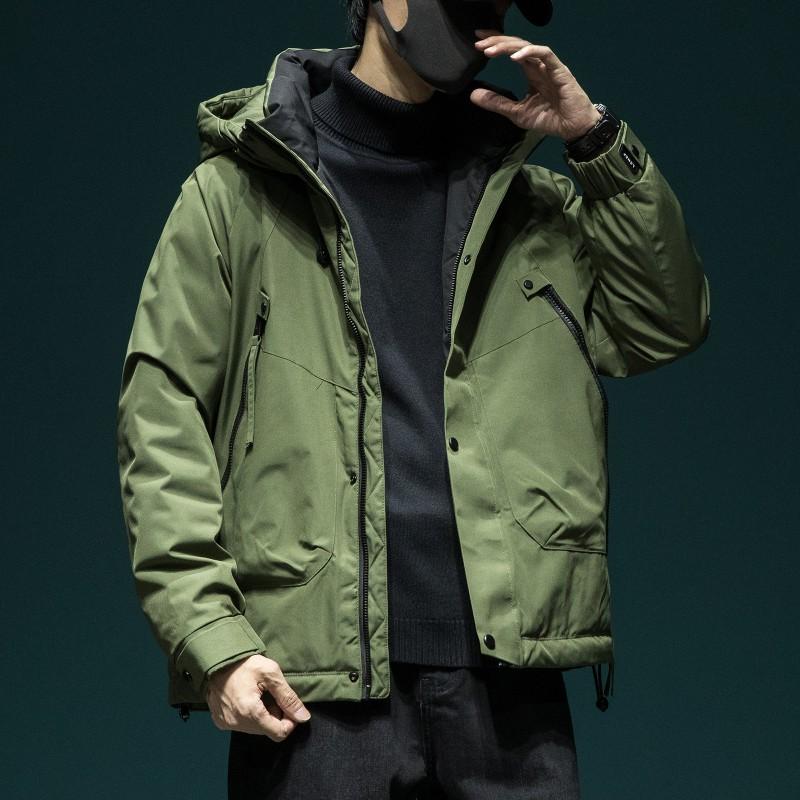 Mens Oversized Down Jacket Winter Warm Hooded Parka With Multiple Pockets Lightweight Outdoor Wear