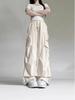 Women's XS Off-White Quick-Dry High-Waisted Wide-Leg Cargo Pants - Petite, Summer 8-Point Style