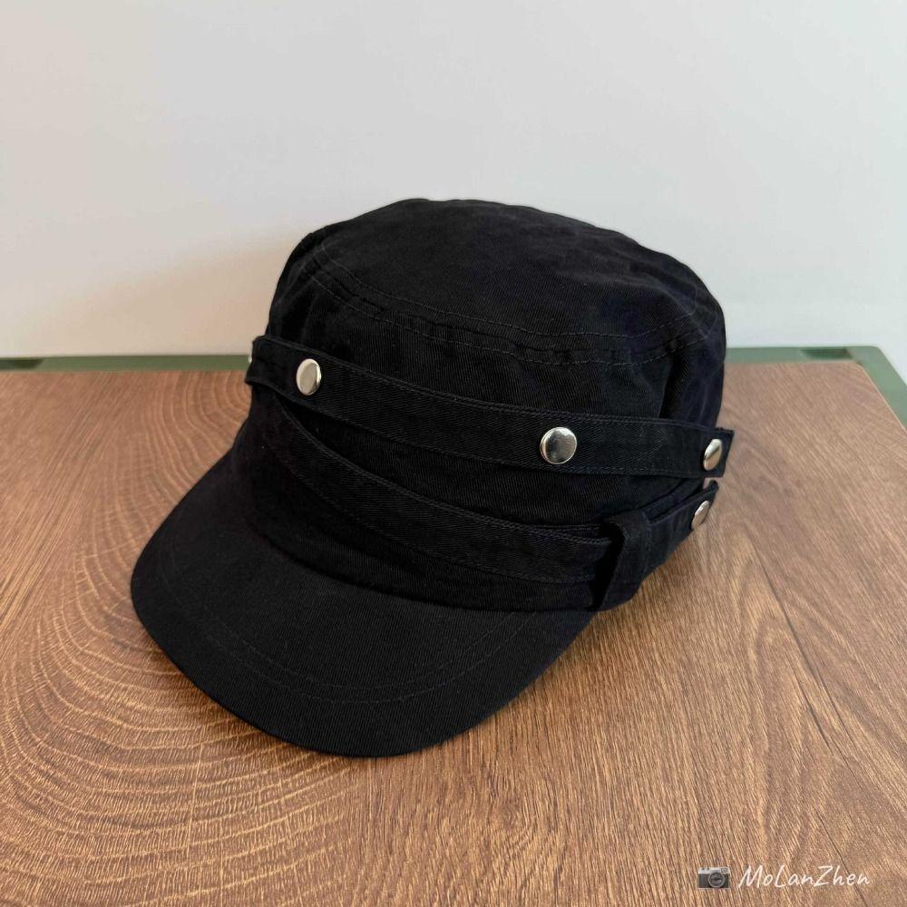 Y2k Rivet Flat Top Hat Spice Girls Retro Baseball Cap Casual Equestrian Hat Ladies