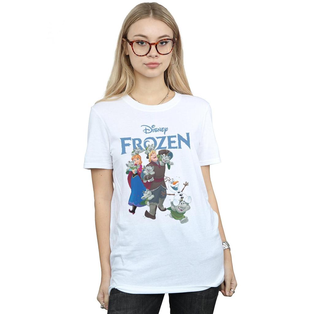 Disney Womens/Ladies Frozen Happy Trolls Cotton Boyfriend T-Shirt
