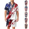 Men's Satin Short Sleeve Pajama Set Two Piece Soft Lightweight Sleepwear with Shorts and Pockets Button Down Top Lounge Suit