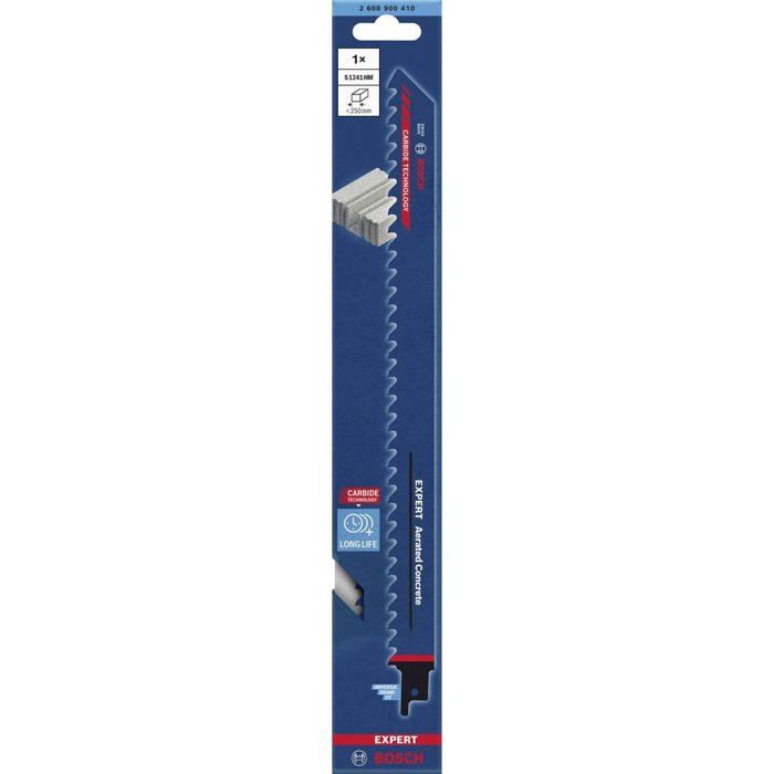 Bosch Accessories 2608900410 LAME de scie sabre expert « Aerated concrete » S 1241 HM, 1 pièce Longueur lame de scie 30