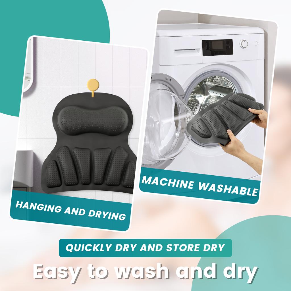 Bathtub Pillow for Tub Neck and Back Support with Non Slip Suction Cups Soft Spa Massage Cushion Mat Bath Pillow