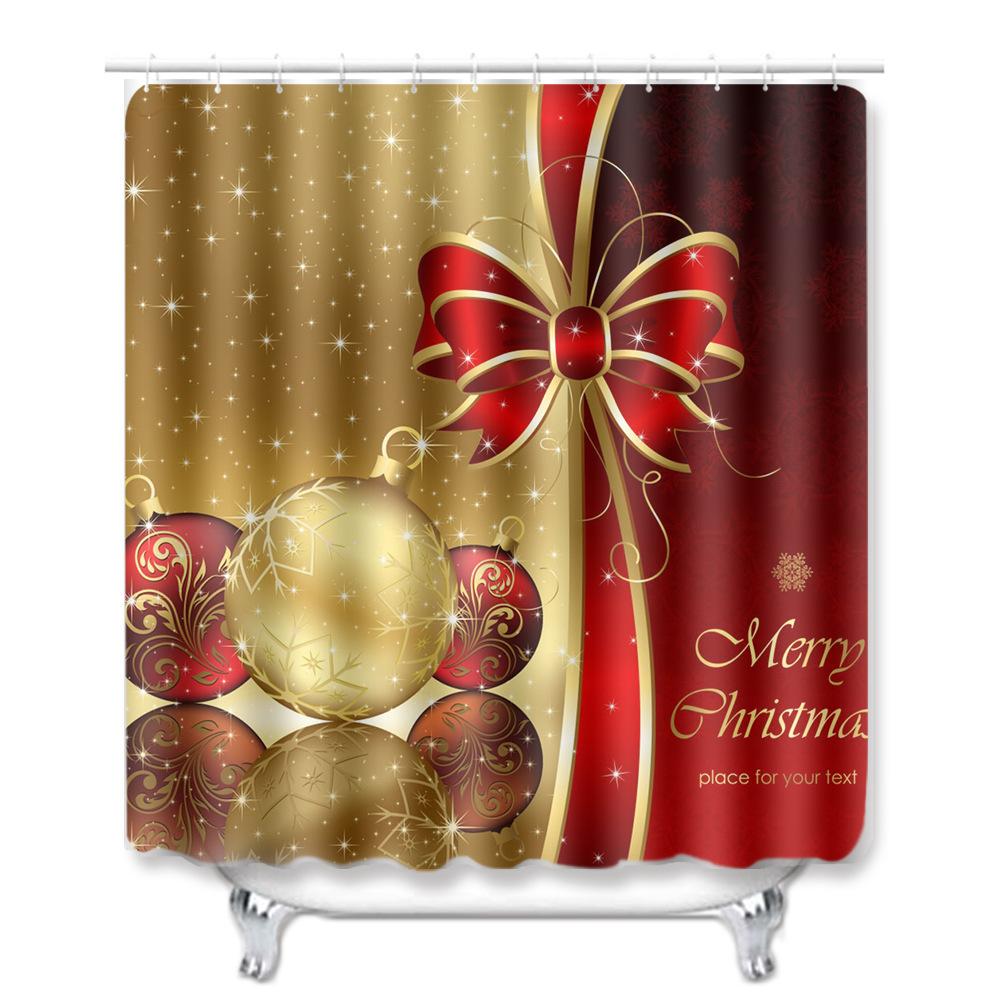 Christmas Home Door Mat Bathroom Toilet Shower Curtain Four-Piece Floor Mat Bedroom Absorbent Carpet