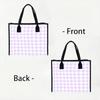 Lilac Plaid Canvas Tote Bag Large Casual Daily Handbag for Shopping Commute