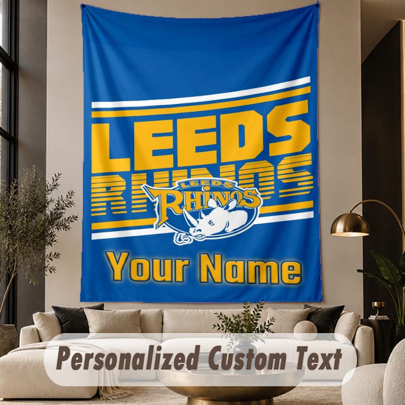 Custom Text Tapestry Leeds Rhinos Print Wall Tapestry Indoor Living Room Wall Decor