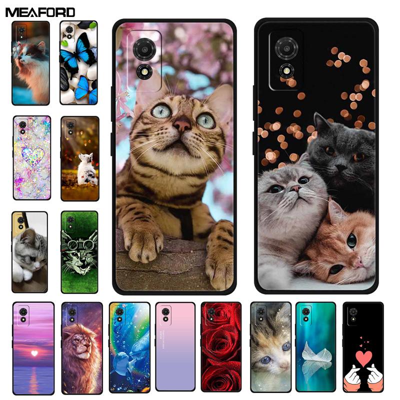 Phone Case For TCL 501 Case TCL501 Painted Cat Silicone Protective Cover for TCL 501 T433D 2024 Bumper Protector Fundas Coque