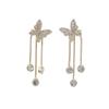 Elegant Butterfly Tassel Earrings with Full Diamond Design