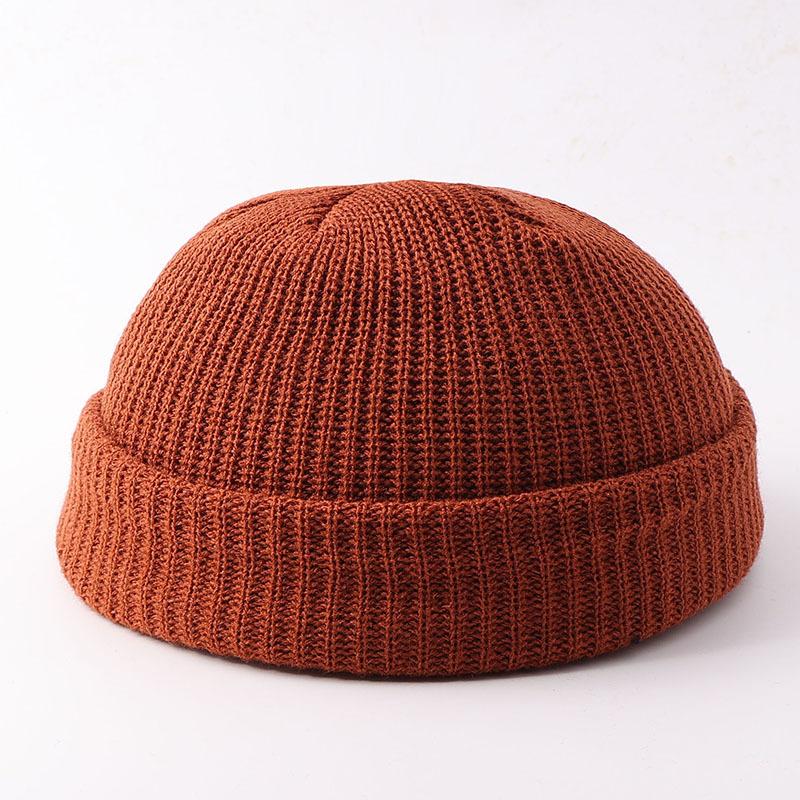 Melon Hat Men's and Women's Trend Autumn and Winter Wool Hat Student Fashion Flanged Yuppie Cold Hat Women's Brimless Knitting