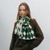 Niche designer versatile warm senior sense winter warm two-color rhombus knitted plaid scarf women