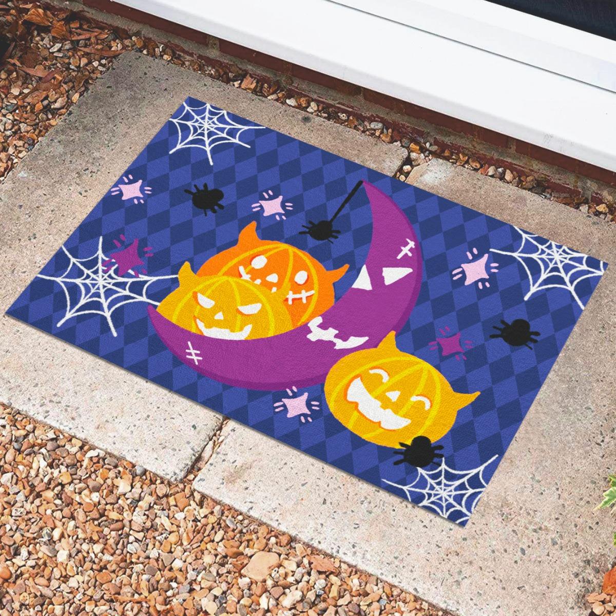 

Halloween Jack Pumpkin Carpet Party Living Room Sofa Bedroom Bedside Study Entrance Door Rug Non-slip Cartoon Child Decor Mat 40x60cm