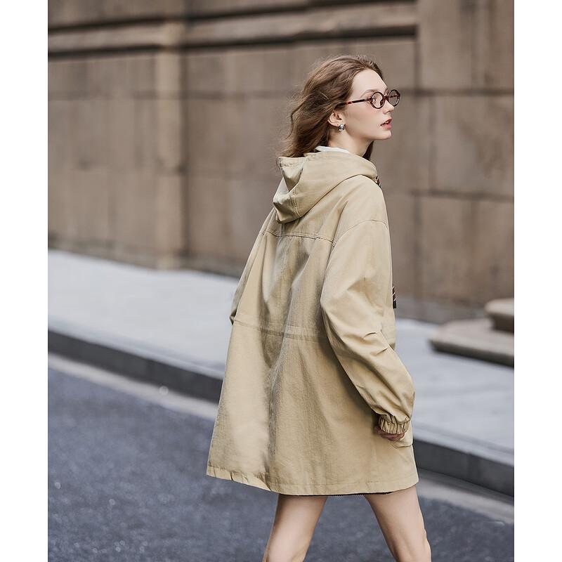 TonLion Women's 2025 Autumn Hooded Mid-Length Jacket