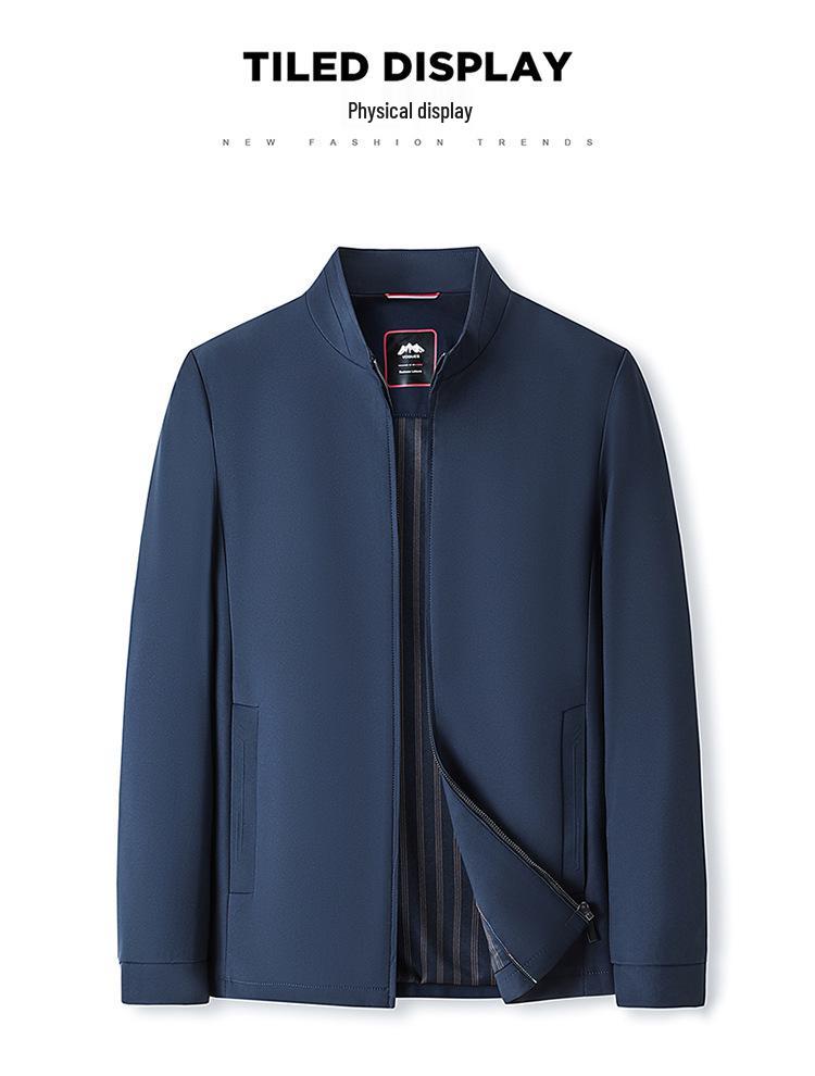 2026 Men's High-Grade Business Casual Stand-Up Collar Jacket: Spring/Autumn Middle-Aged Dad's Top