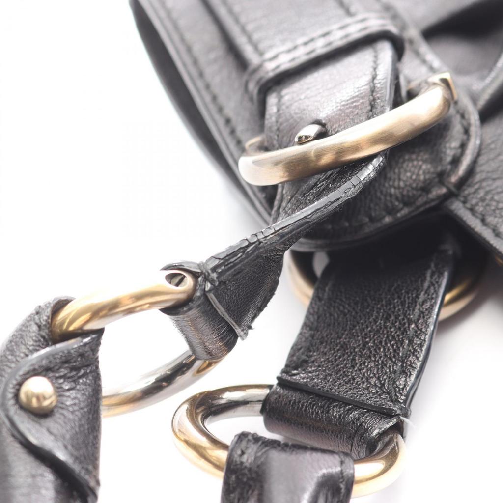 Used Salvatore Ferragamo Gancini Handbag leather Black Used Women
