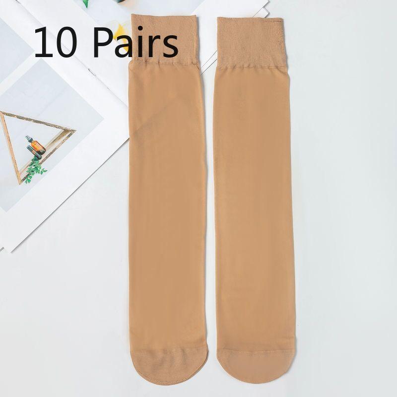 10 Pairs of Mid-calf Black Stockings for A Summer, Thin and Pressure-reducing Style, Tall and Knee-high White Stockings for A Woman