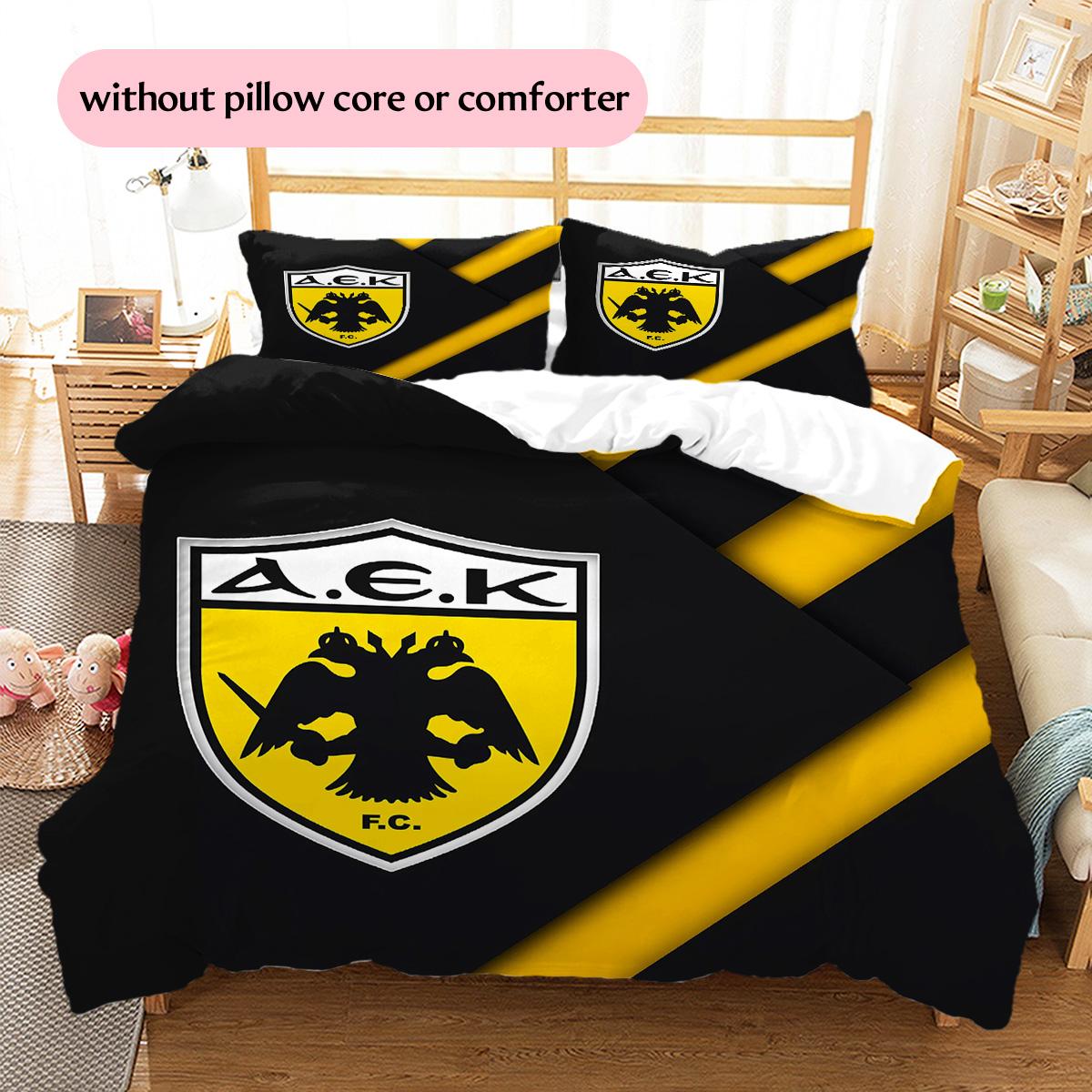 

AEK Football Club Pattern Bedding Quilt Set Home Decoration Gift (1 * duvet cover + 2 * pillowcase without core) 135x200cm