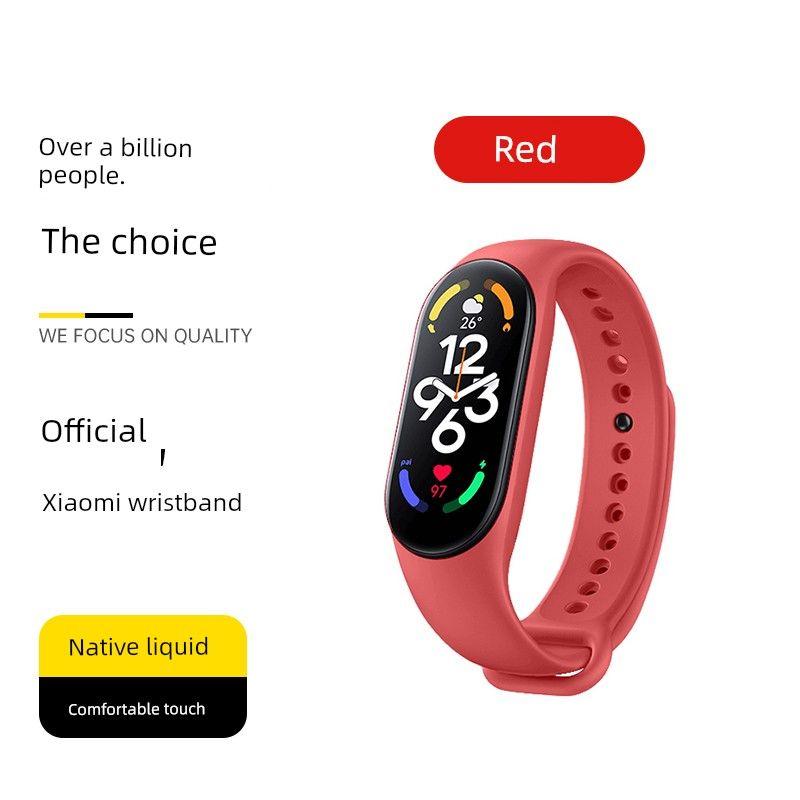 

Monochrome Silicone 10/9/8/7/6/5/4/3 Wrist Strap Liquid Silicone NFC Fashion Sports Intelligence Men and Women Non-Original Replacement Belt Cartoon Red Applicable: Xiaomi bracelet [7/7/NFC Neutral]]