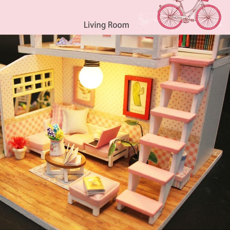 Buy DIY Miniature Dollhouse Kit With Music And LED Lights Wood Toy