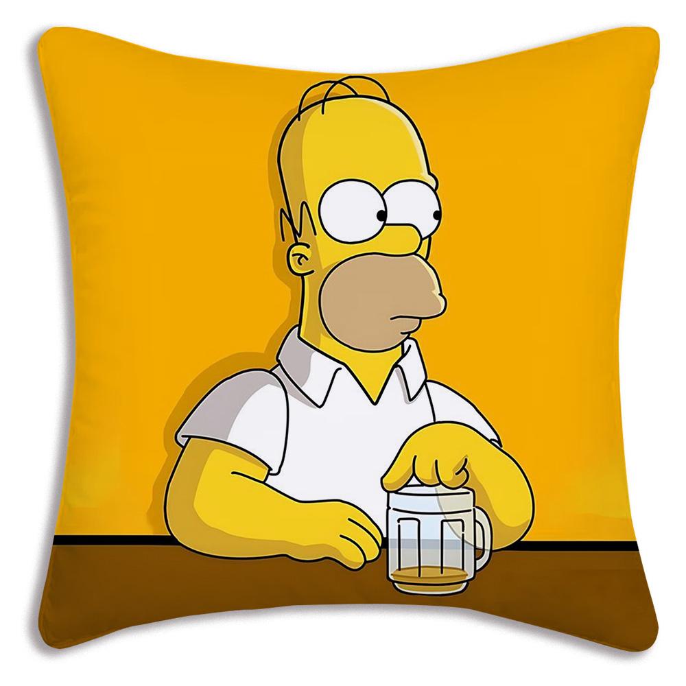 Funda de Almohada de Dibujos Animados Para S-Simpsonss Fundas Decorativas para Sofá del Hogar Impresión a Doble Cara Felpa Corta Funda de Cojín Linda