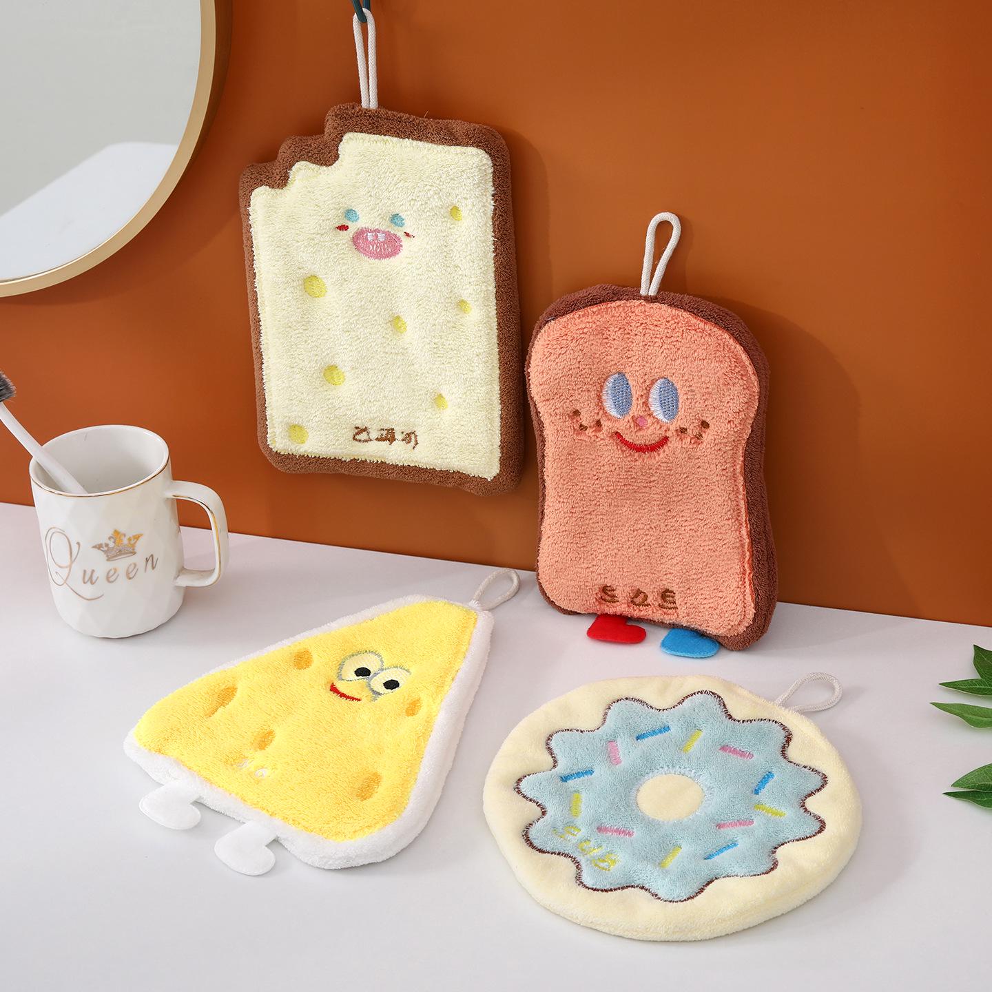 Quick-Dry Cartoon Cheese Hand Towel - Coral Fleece for Kids