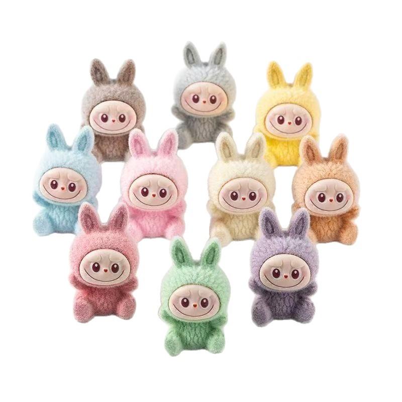 10 pezzi Mini Labubu Seduto Festa Decorazione Auto Accessori Bubble Mart Carino Decorazione Grano Bambola di Peluche Panno da Tirare 10pcs