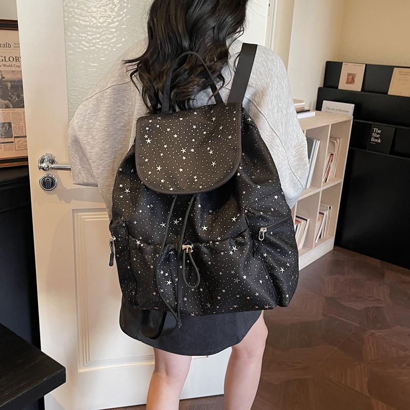 2026 New Fashion Casual Large Capacity Starry Sky Denim Backpacks Solid String High Quality Hot Trendy Backpacks for Women