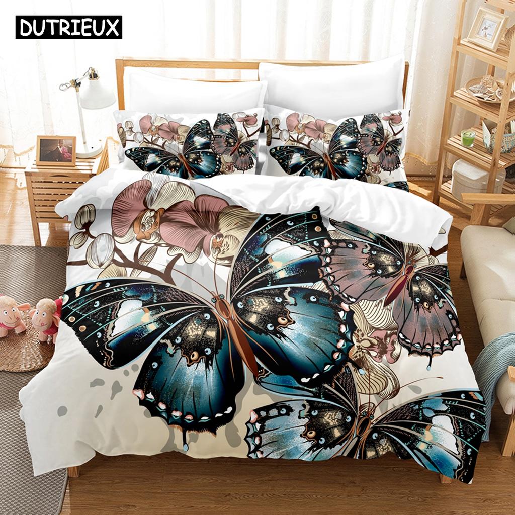 Conjunto de cama Butterfly Strike impresso em 3D, capa de edredom com fronha, cama dupla completa, queen, king