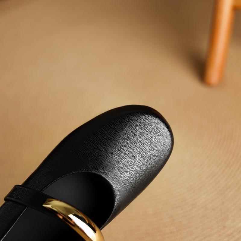 Fashion Women's new leather sheepskin round head metal accessory belt buckle soft and comfortable low heel retro Mary Jane single shoe
