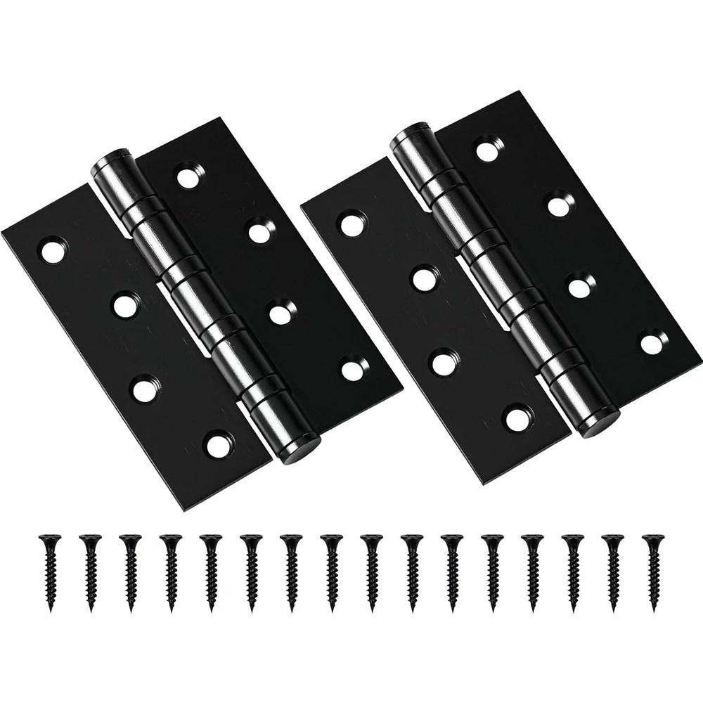  2-Piece 10x7.8cm Heavy-Duty Stainless Steel Door Hinges With 16 Screws – Black/Gold/Silver – For Entry Doors, Cabinets, Windows, Toolboxes