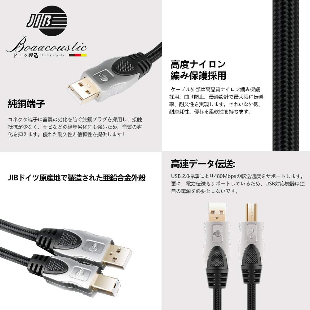 High-End USB 2.0 Audio Cable JIB A-Male to B-Male 5m