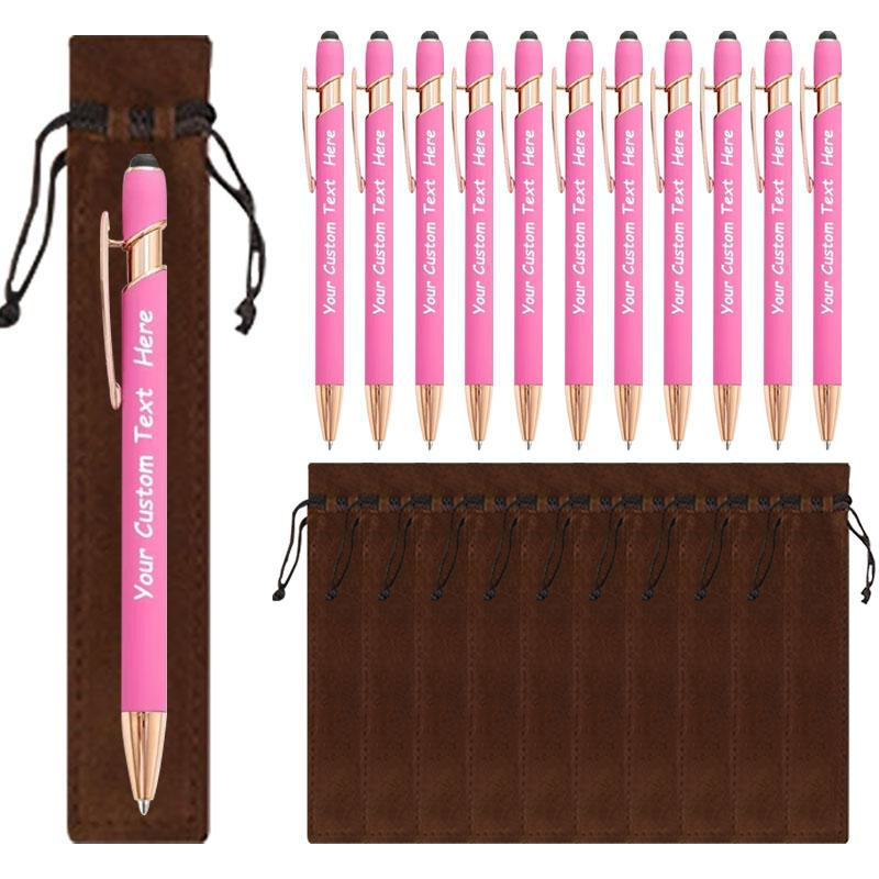 25Sets Customizable Ballpoint Pens Luxury Soft Touch round Writing Tools with Brown Cases - Includes 25 Pens And 25 Brown Bags