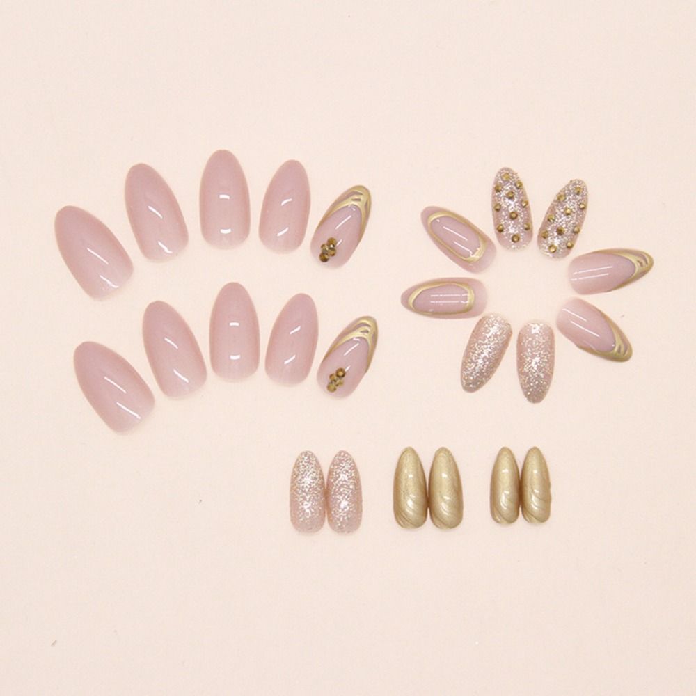 24pcs Crystal Heart White Flower Fake Nails French Nail Tips Manicure Press On Nails  DIY