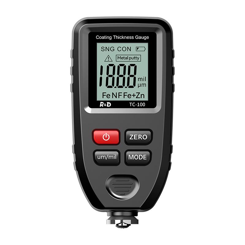 R&D TC100 Metal Putty Coating Thickness Gauge for Car Digital 0-1300um Fe NFe Zn Probe Car Paint High Speed Paint Film Meter