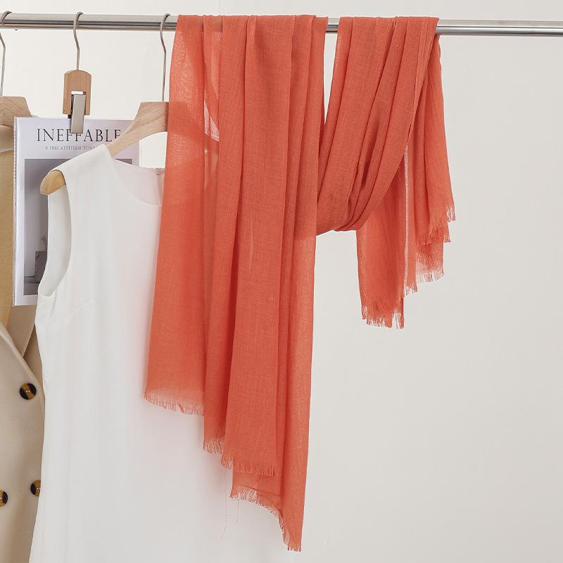 Monochrome Thin Scarf Women'S Sunscreen Shawl Solid Color Simple Imitation Cotton And Linen Silk Scarf High-End Yarn