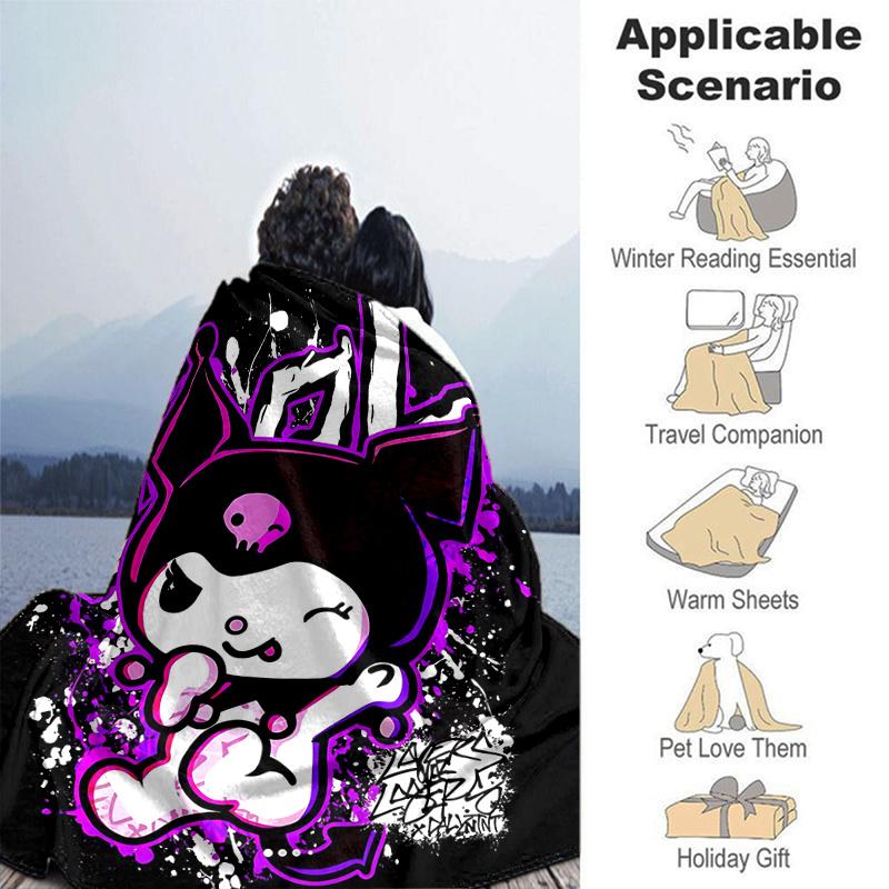1pc Kuromi Skull Crown Blanket, Soft Warm Throw Blanket for Home Decor, Living Room, Travel, Camping, Car Blankets, Beach, Office Naps, Gift Idea for