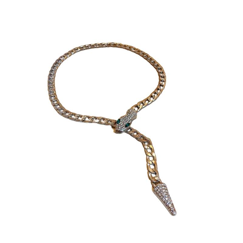 Rhinestone Snake Shaped Necklace for Women Chain Choker Jewelry Gift