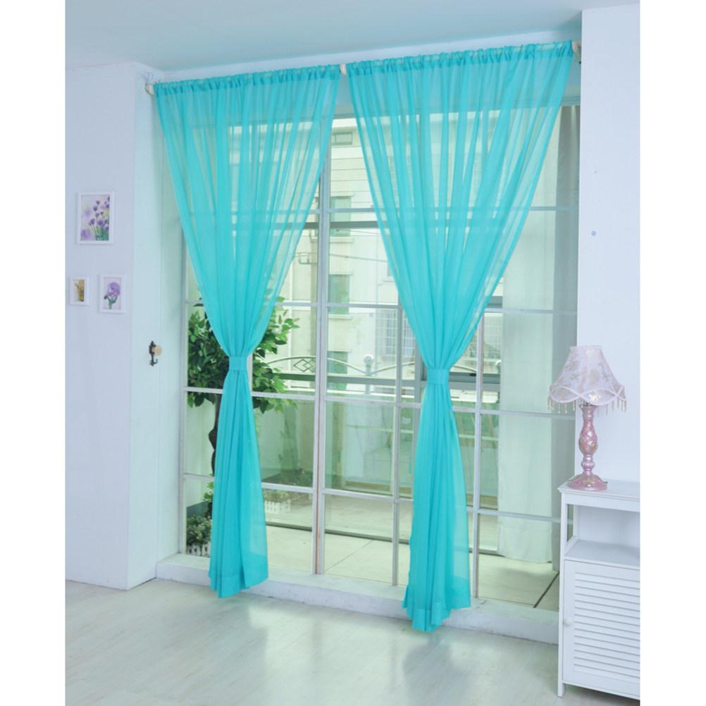 Transparent Window Tulle Sheer Curtains Rod Pocket Voile 100x200cm Lightweight Soft Window Screen Panels for Bedroom Living Room