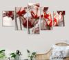 Tablouri de artă de perete pânză Decor acasă 5 bucăți Picturi lalele albe roșii Imprimări HD Flori Poster Cadru de imagini modulare