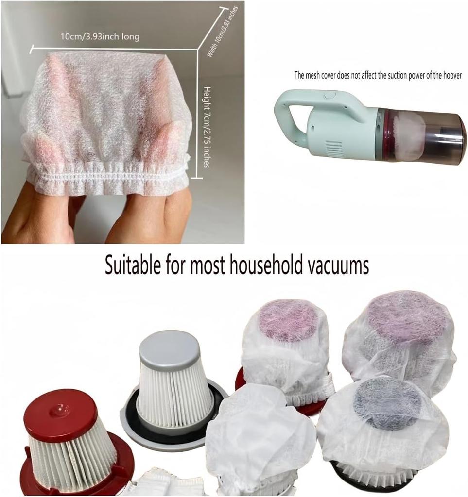 100pcs Disposable Vacuum Cleaner Filter Protective Cover - Washable Non-woven Fabric for Handheld Vacuum Cleaner