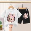 Children's LBB Short-sleeved Two-piece Set, Summer Boys' and Girls' Thin Pure Cotton T-shirt and Shorts Set