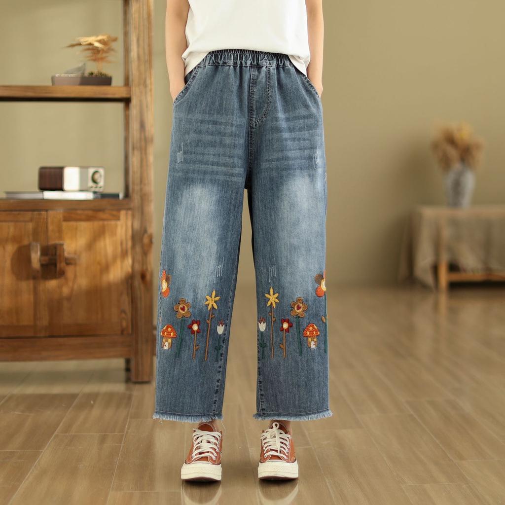 Spring and Summer Women's Jeans Women's High Waisted Jeans Loose Oversized Casual Pants