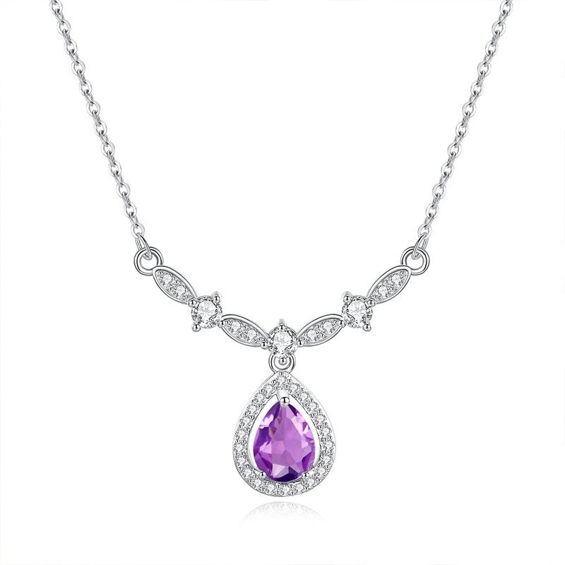 S925 silver Josephine collarbone chain personalized non-fading necklace natural crystal stone pendant fashion gift 925 silver