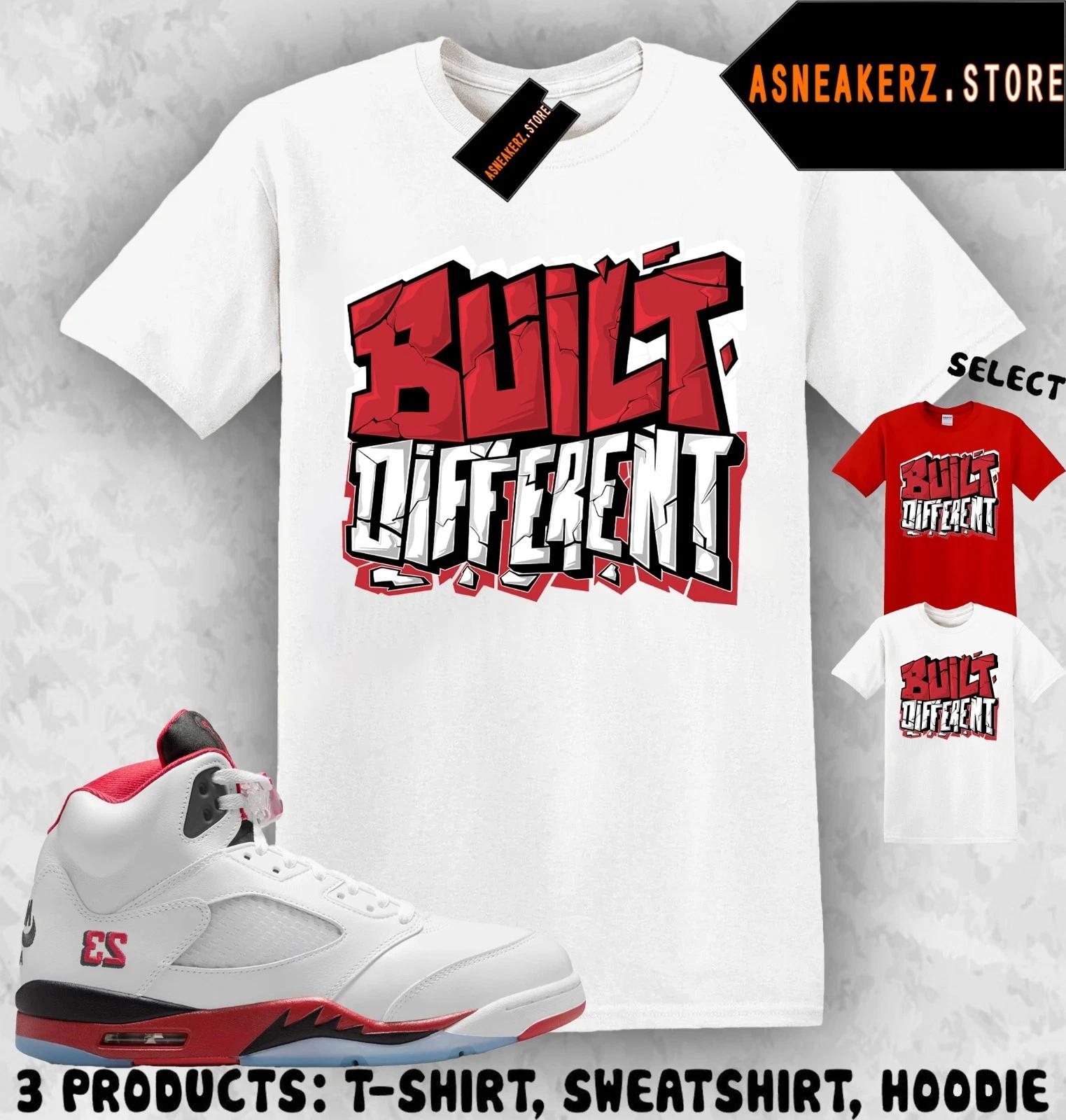 

Shirt Match AJ 5 OG Fire Red 2025 Sneaker Matching Tee Built Different T-Shirt M