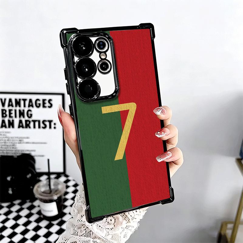 FootBall Number 7 10 19 Plating Phone Case For Samsung Galaxy S24 S25 FE S26 Edge S23 Ultra S22 S21 Plus S20 Anti-Fall Airabag C