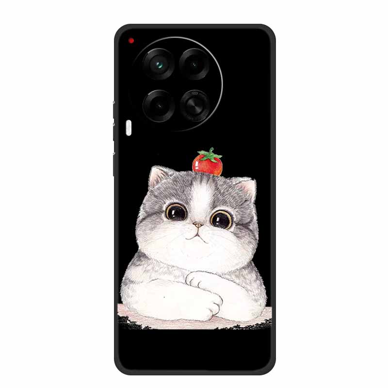 Black Silicone Case For Tecno Camon 30 Premier Pro Case Cartoon Cat Soft Back Cover Case For Tecno Camon 30 S 30S Pro Phone Case