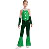 Girl Christmas Costume One Piece Sleeveless Velvet Bodysuit Plush Sequins Flared Jumpsuit Arm Sleeve Set