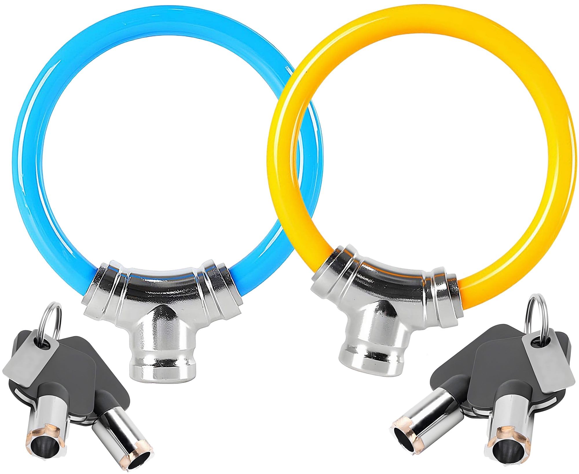 

TradeWind Electric Bicycle Keyed Wire Cable 2 12mm Blue 2 Lock, Lock, Anti-Theft Lock, Keys, (2 & Yellow)